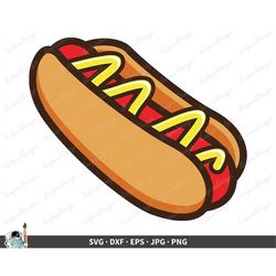 Hot Dog SVG  Clip Art Cut File Silhouette dxf eps png jpg  Instant Digital Download