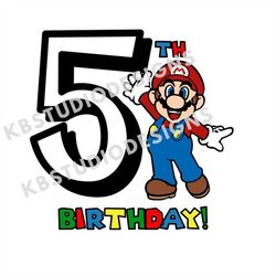 Super mario 5th birthday SVG, PNG, jpg, birthday svg, Cricut, Silhouette Cameo, Cut File image, Digital download