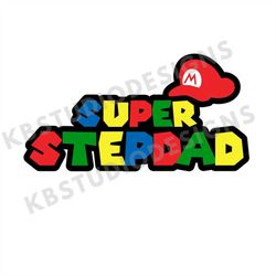 Super Stepdad SVG,PNG, cricut, silhouette cameo, print, transfer, mario, Digital file  | Matching mario birthday shirts