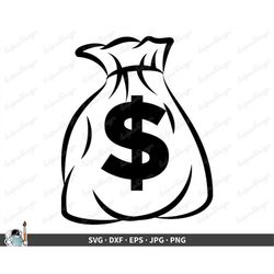 Moneybag SVG  Clip Art Cut File Silhouette dxf eps png jpg  Instant Digital Download