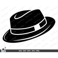 Gangster Hat Fedora SVG  Clip Art Cut File Silhouette dxf eps png jpg  Instant Digital Download