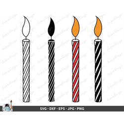 Birthday Candles SVG  Clip Art Cut File Silhouette dxf eps png jpg  Instant Digital Download