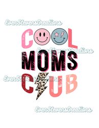 Cool moms club retro smiley face leopard cheetah print multicolor popular best seller png sublimation design download