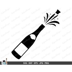 champagne bottle svg  clip art cut file silhouette dxf eps png jpg  instant digital download