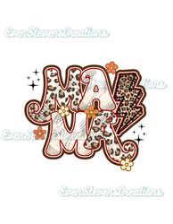 Retro mama leopard cheetah lightning bolt flowers popular best seller trending png svg sublimation design download