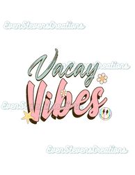 Retro vacay vibes summer beach vacation smiley tie dye popular best seller trending png svg sublimation design download