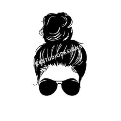 Messy bun with glasses SVG, PNG, jpg, Cricut, Silhouette Cameo, Cut File image, Digital download
