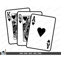 Playing Cards King Queen Ace of Hearts SVG  Clip Art Cut File Silhouette dxf eps png jpg  Instant Digital Download