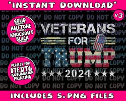 Dad Grandpa Veterans For Trump 2024 American Flag Camo Png Bundle, Trending Png, Popular Printable