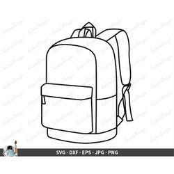 School Backpack SVG  Clip Art Cut File Silhouette dxf eps png jpg  Instant Digital Download