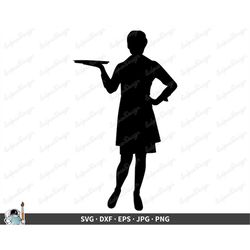 Waitress SVG  Diner Clip Art Cut File Silhouette dxf eps png jpg  Instant Digital Download