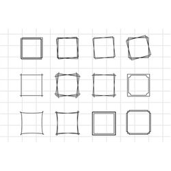Double Square Frame SVG, Monogram Double Wedding Geometric Frame Cut File