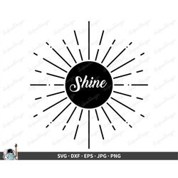 Shine Sun Rays SVG  Clip Art Cut File Silhouette dxf eps png jpg  Instant Digital Download