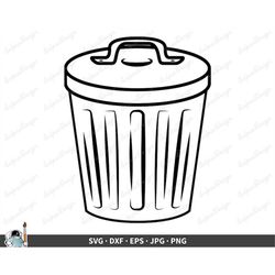 Trash Can SVG  Garbage Clip Art Cut File Silhouette dxf eps png jpg  Instant Digital Download