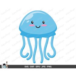 Jellyfish SVG  Ocean Life Clip Art Cut File Silhouette dxf eps png jpg  Instant Digital Download