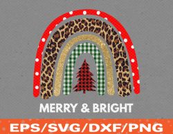 Rainbow Christmas Merry & Bright Short Svg, png, eps, dxf, digital