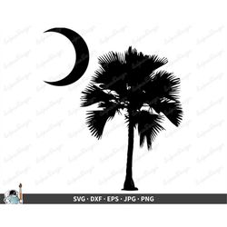 Palmetto Moon SVG  South Carolina Clip Art Cut File Silhouette dxf eps png jpg  Instant Digital Download