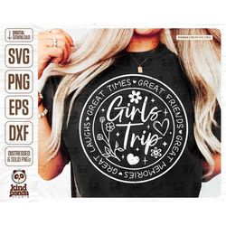 Girls Trip SVG PNG DXF, Girl's Weekend T-shirt & Hoodie Design, Floral Vacation Sublimation, Silhouette Cameo, ScanNCut,