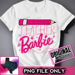 Barbi Teacher Barbi Pink Glitter with Pencil High Quality PNG