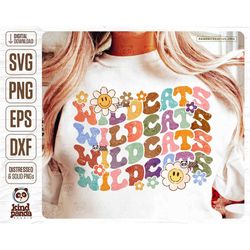 Floral Wildcats SVG PNG, Game Day Shirt Design, Grunge High School Wildcats, Retro American Football Sublimation, Groovy