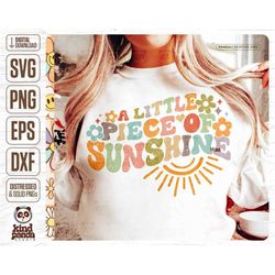 Funny Summer SVG PNG, Piece of Sunshine, Retro Beach T-Shirt Sublimation Design, Groovy Floral Ocean Vibes Hoodie DTF Tr