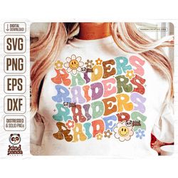 Floral Raiders SVG PNG, Retro Mascot Sublimation, Distressed Game Day Shirt Png, Groovy High School Football Fan, Grunge