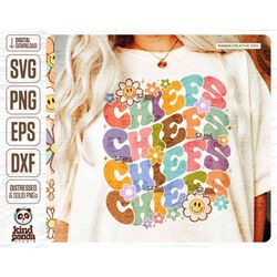Floral Chiefs SVG PNG, Retro Mascot Shirt DTF Design, Groovy American Football Sublimation, College Game Day Distressed