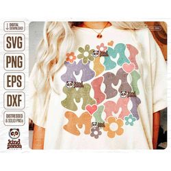 Retro Mimi SVG PNG Sublimation, Groovy Nana Shirt design, Floral Grandma Life Cut File, Wavy Letters DTF Transfer, Color