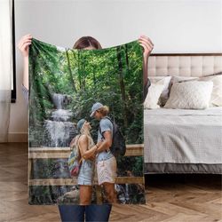 custom photo blanket, personalized plush photo blanket, family photo gift, mother's day comfortable picture blanket, per