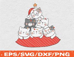 Merry Catmas Christmas svg, Kitten Christmas Tree, Cat Christmas Svg, png, eps, dxf, digital