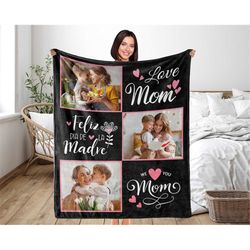 mom blanket gift from daughters, custom photo blanket, personalized picture blankets, mom love you photo blanket birthda