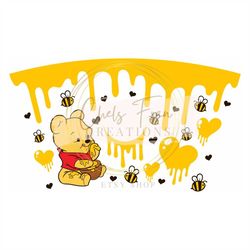 Winnie the Pooh Bear Dripping Honey Full Wrap for Starbucks Venti Cold Cup 24 oz.I Svg, PNG, DXF, EPS Cut Files