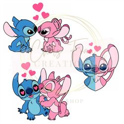 Stitch and Angel DXF, SVG, PNG Files Lilo & Stitch - Stitch Valentine's Couple Bundle