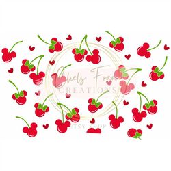 Mouse Cherries Coffee Fuel I Wrap for Starbucks Venti Cold Cup 24 oz.I Svg, PNG, DXF, EPS Cut Files Fruit Summer Spring