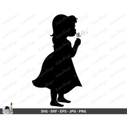 Little Girl Dandelion SVG  Clip Art Cut File Silhouette dxf eps png jpg  Instant Digital Download