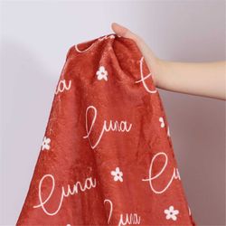 personalized kids blanket, red minky baby blanket, throw blanket with name, monogram blanket, custom name nursery blanke