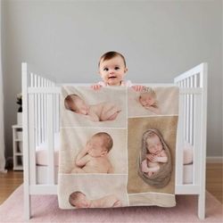 Custom Blanket with Pictures, Blanket with Name, Personalized Nursery Blanket, Baby Shower Gift, Personalized Gift, Mink