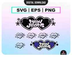 NewJeans SVG , New Jeans member name  PNG , Kpop Star svg ,  NewJeans decal printable , vector files for Cricut