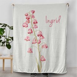 may birth flower gifts, lily of the valley blanket, blanket with customized name on it, personalized gifts for her, swee