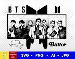 BTS Butter Stencil , Svg, Png, Ai , Digital Download cut file template for Cricut silhouette vector