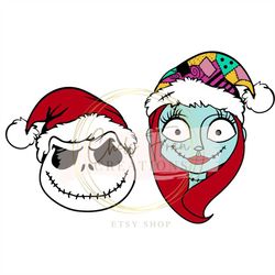 Jack & Sally Skellington Christmas SVG, PNG, DXF, eps Files Cricut Silhouette Files Christmas Holiday Couple