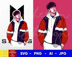 BTS Jin (Seokjin) Bundle , Svg, Png, Ai , Digital Download cut file template for Cricut silhouette vector
