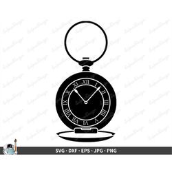 Pocket Watch SVG  Pocketwatch Clip Art Cut File Silhouette dxf eps png jpg  Instant Digital Download