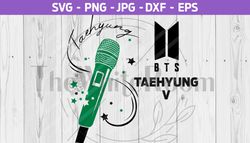 BTS V Taehyung SVG - BTS cut file - Bts microphone - Bangtan - Instant download, digital file, png, eps, dxf