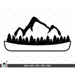Mountain and Canoe SVG  Clip Art Cut File Silhouette dxf eps png jpg  Instant Digital Download