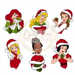 Christmas Princess Santa Claus Bundle SVG, PNG, DXF, eps files, Cut files, Cricut, Vector File