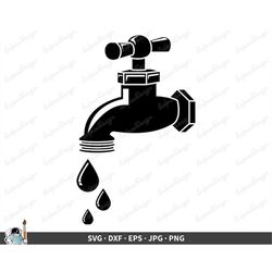 Water Faucet SVG  Leaky Tap Clip Art Cut File Silhouette dxf eps png jpg  Instant Digital Download