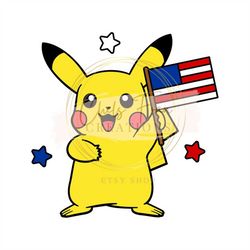 Patriotic 4th of July Pikachu DXF, SVG, PNG, eps Files Pokeman Celebration