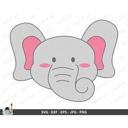 Elephant Face SVG  Clip Art Cut File Silhouette dxf eps png jpg  Instant Digital Download