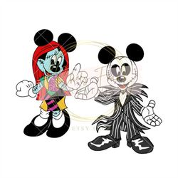 Halloween Jack and Sally Skellington Mickey Boy Mouse Minnie Girl Mouse SVG, PNG, DXF, eps files, Cut files, Cricut